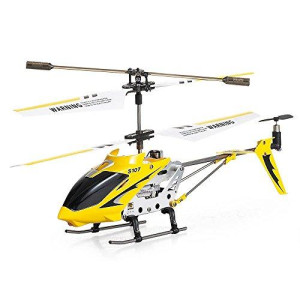 New Syma 3 Channel S107 Mini Indoor Co-Axial Metal Body Frame & Built-in Gyroscope RC Remote Controlled Helicopter Yellow