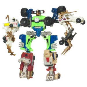 Transformers Power Core Combiners Series Robot Action Figure - MUDSLINGER Commander with 4 Destructicons (Heavy Hauler Drone, Armored Truck Drone, Dune Buggy Drone and Armored Junker Drone)