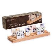 Yellow Mountain Imports Premium Beechwood Domino Racks/Trays (10-Inch) - Set of 4 - Tile Holders for Mexican Train, Chickenfoot and Other Domino Games