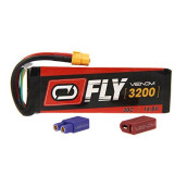 Venom Fly Series 30C 4S 3200mAh 14.8V LiPo Battery - Includes 12 AWG Soft Silicone Wire Connector, Patented Universal Plug/Adapter System Compatible with Deans and EC3 Plug Types
