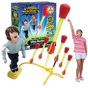 Stomp Rocket Original Ultra Rocket Launcher for Kids - Soars 200 Feet - 6 High Flying Rockets and Adjustable Launcher - Fun Outdoor Toy and Gift for Boys or Girls Age 5+ Years Old