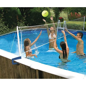 Poolmaster 72786 Above-Ground Pool Water Volleyball and Badminton Pool Game with Bracket Mounts