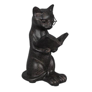 Young's Inc. Resin Cat Reading Figurine - 4" L x 3" W x 5" H - Gifts for Cat Lovers - Cat Decor - Cat Desk Accessories