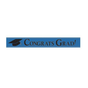 Creative Converting Paper Art Foil Banner, 24 by 5-Inch, Congrats Grad, Blue