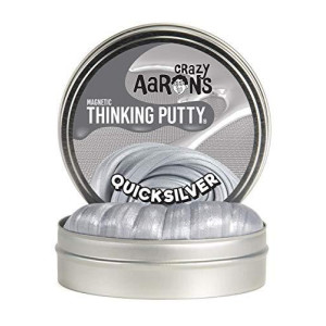 Crazy Aaron's Thinking Putty 4 Tin (3.2 oz) Quicksilver - Magnetic Putty - Magnet Included - Never Dries Out