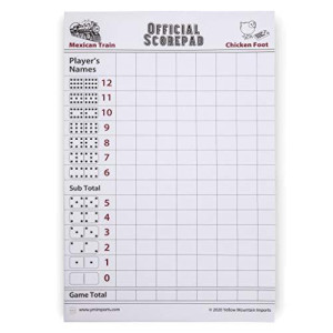 Yellow Mountain Imports Mexican Train and Chicken Foot Dominoes Scorepad/Scoring Sheets (8.2 x 5.5 Inches) - 60 Sheets
