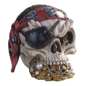 StealStreet SS-G-44015 Pirate Skull Head with Treasure Collectible Figurine Statue Decoration