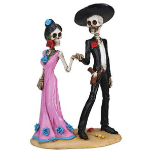 Day of The Dead Skeleton Couple Holding Hands Figurine