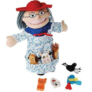 Constructive Playthings There Was an Old Lady Who Swallowed a Fly Finger Puppet and Props Set, Interactive Storytelling Puppet Show Theater for Kids, Finger Puppets for Adults, 3 Yrs and Up