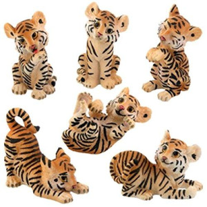 Cute Tiger Cubs Statue Figurines Set Of 6 Collection