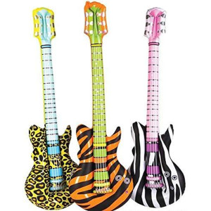 Inflatable Animal Print Rock Star Guitars (1 Dozen)
