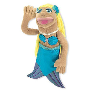 Melissa & Doug Mermaid Puppet with Detachable Wooden Rod (Puppets & Puppet Theaters, Animated Gestures, Inspires Creativity, Great Gift for Girls and Boys - Best for 3, 4, 5 Year Olds and Up), Blue, Model:3896
