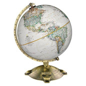 Replogle Allanson, Antique Ocean, National Geographic Cartography, Up-to-Date and Detailed, Desktop Globe, Raised Relief, Antique Plated Die-Cast base (12"/30cm diameter)