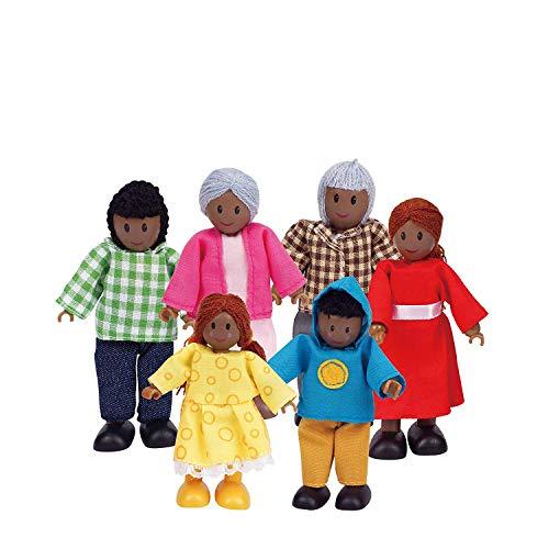 Hape African American Wooden Doll House Family