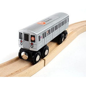 MUNI PALS Munipals New York City Subway Wooden Railway (B Division)-Child Safe and Tested Wood Toy Trains (B Train)