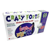 Crazy Forts - 69 Piece Glow in The Dark Fort Building Kit for Kids 5, 6, 7, 8 - Buildable Indoor/Outdoor Kids DIY Stem Toys - 1 Box, 69Pcs