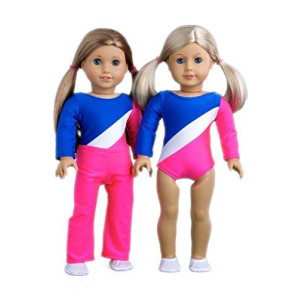 DreamWorld Collections - Olympic Gymnast - 3 Piece Outfit - Gymnastic Leotard, Warmup Pants and White Shoes - Clothes Fits 18 Inch Doll (Dolls Not Included)