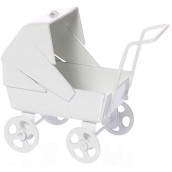 Dollhouse Miniature 1:12 Scale White Pastel Baby Carriage Ma1329