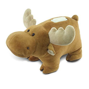 DolliBu Brown Moose Plush Huggie Bank - Super Soft Stuffed Animal Money Bank Savings Storage For Little Kids, Cute & Fluffy Fun Coin Bank Toy, Wildlife Plush Piggy Bank For Girls & Boys - 9 Inch