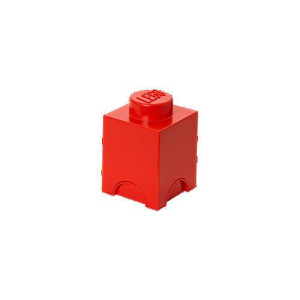 Room Copenhagen, LEGO Brick Box Stackable Storage Containers - Decorative Organizational Building Blocks for Kid's Toys and Accessories - 4.92 x 4.92 x 7.09in - Brick 1, Bright Red