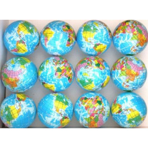 12 Pack - Globe Planet Earth Soft Foam Stress 55mm Ball - Dozen
