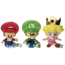 Little Buddy Super Mario Bros Plush Set of 3 - Baby Mario, Baby Luigi & Baby Peach