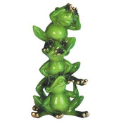 George S. Chen Imports 3 Green Frogs Standing Atop Each Other Figurines