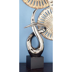 Deco 79 92839 Ceramic Abstract Famous for Its Sculptural Beauty , 22"H/10"W , Silver