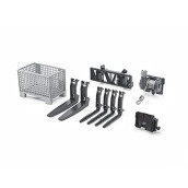 Bruder Toys - Construction Realistic Attachments and Accessories for Frontloader Vehicle Including a Basket Pallet, Winch, and Forks - Ages 3+