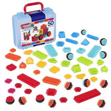 Bristle Blocks by Battat - STEM Interlocking Building Blocks - 50pc Playset - Soft Developmental Toys - Basic Builder Case - for Toddlers and Kids Aged 2 Years +, Multicolor (3081MTZ)