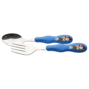 Zak! Designs Easy Grip Flatware, Children's Spoon and Fork with Jake and The Neverland Pirates, BPA-free Plastic and Stainless Steel