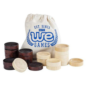 WE Games Wood Checker Pieces with Cloth Pouch - Brown & Natural