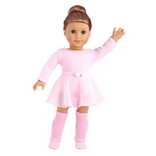 - Practice Time - 4 Piece Outfit - Pink Leotard, Skirt, Leg Warmers and Ballet Slippers - Clothes Fits 18 Inch American Girl Doll (Doll Not Included)