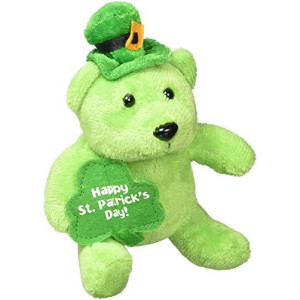 Amscan 453408 St. Patricks Day Leprechaun Green Plush Bear | Party Favor | 1 piece, 6"