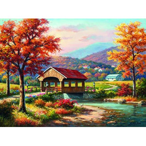 Fall at The Covered Bridge 1000 pc Jigsaw Puzzle