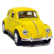 Kinsmart Yellow 1967 Classic Die Cast Volkwagen Beetle Toy with Pull Back Action
