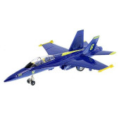 Playmaker Toys ?? United States Navy Blue Angels F/A-18 Super Hornet Fighter Jet 9inch Die Cast Metal Model Toy w/ Pullback Action