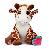 My Baby's Heartbeat Bear Recordable Stuffed Animals 20 sec Heart Voice Recorder for Ultrasounds and Sweet Messages Playback, Perfect Gender Reveal for Moms to Be, Lil Giraffe