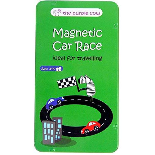 The Purple Cow Magnetic Travel Car Race Game - Car Games, Airplane Games & Quiet Games. Game Box for Kids & Adults. Fun Car Game Where You Get to Race Each Other Around A Track