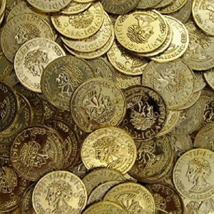 3 Bags - Toy Plastic Money Gold Coins 144 Count Bag Pirates Loot Veni Vidi Vici