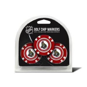 Team Golf NHL Ottawa Senators Golf Chip Ball Markers (3 Count), Poker Chip Size with Pop Out Smaller Double-Sided Enamel Markers