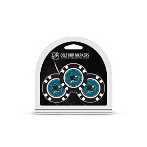 Team Golf NHL San Jose Sharks Golf Chip Ball Markers (3 Count), Poker Chip Size with Pop Out Smaller Double-Sided Enamel Markers