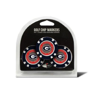 Team Golf NCAA Georgia Bulldogs Golf Chip Ball Markers (3 Count), Poker Chip Size with Pop Out Smaller Double-Sided Enamel Markers,Multi
