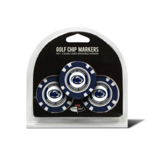Team Golf NCAA Penn State Nittany Lions Golf Chip Ball Markers (3 Count), Poker Chip Size with Pop Out Smaller Double-Sided Enamel Markers,Multi Team Color,One Size,22988