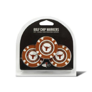 Team Golf NCAA Texas Longhorns Golf Chip Ball Markers (3 Count), Poker Chip Size with Pop Out Smaller Double-Sided Enamel Markers,Multi