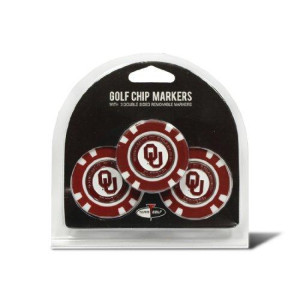 Team Golf NCAA Oklahoma Sooners Golf Chip Ball Markers (3 Count), Poker Chip Size with Pop Out Smaller Double-Sided Enamel Markers,Multi Team Color,One Size,24488