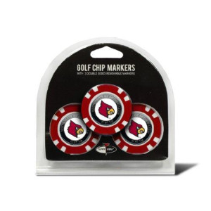 Team Golf NCAA Louisville Cardinals Golf Chip Ball Markers (3 Count), Poker Chip Size with Pop Out Smaller Double-Sided Enamel Markers, Multi Team Color, One Size (TEG7023_18)