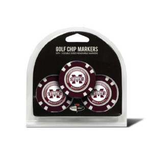 Team Golf NCAA Mississippi State Bulldogs Golf Chip Ball Markers (3 Count), Poker Chip Size with Pop Out Smaller Double-Sided Enamel Markers,Multi Team Color,One Size,24888