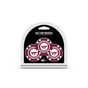 Team Golf NCAA Virginia Tech Hokies Golf Chip Ball Markers (3 Count), Poker Chip Size with Pop Out Smaller Double-Sided Enamel Markers,Multi Team Color,One Size,25588