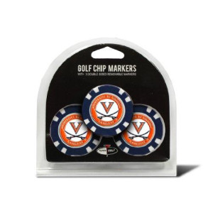 Team Golf NCAA Virginia Cavaliers Golf Chip Ball Markers (3 Count), Poker Chip Size with Pop Out Smaller Double-Sided Enamel Markers, Multi Team Color, One Size (25488)